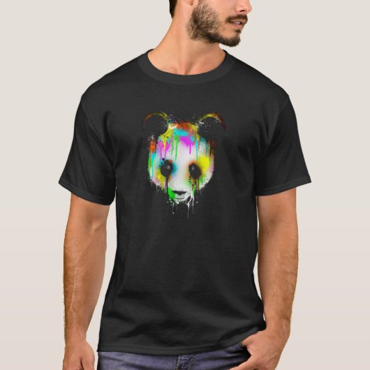 パンダヘッド滴下アーティス絵を描ト Tシャツ (正面)