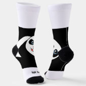 パンダベアかわいい写真を追加文字見スタイリッシュたクルー ソックス (傾斜あり)