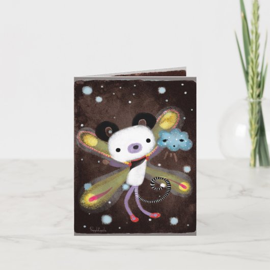 パンダベアとかわいいクラウドフレンドカードダークグランジー  カード (正面)