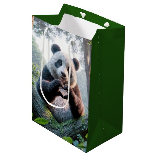 パンダベアのハート形 ミディアムペーパーバッグ (正面アングル)