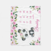 パンダベアベイビーガール月例マイルストーンベビー フリースブランケット (正面)