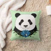パンダベアロータスフラワーブルー クッション (ブランケット)