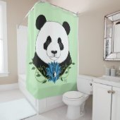 パンダベアロータスフラワーブルー シャワーカーテン (インサイチュ)