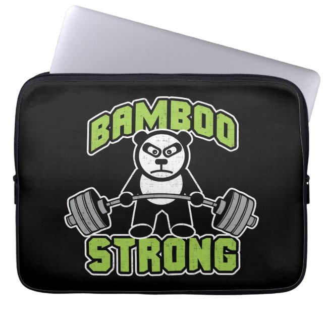 パンダベアーアニメ – Bamboo Strong - Deadlift ラップトップスリーブ (正面)