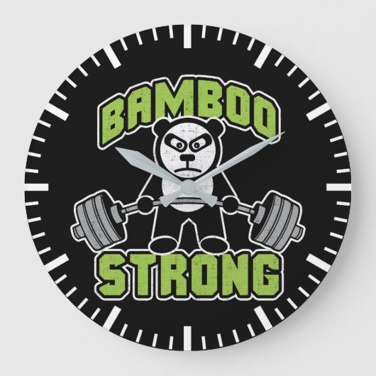 パンダベアーアニメ – Bamboo Strong - Deadlift ラージ壁時計 (正面)