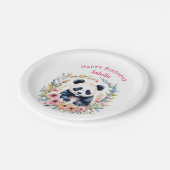 パンダベアーインフラワーガールズガールパーソナライズされた誕生日 ペーパープレート (アングル)