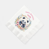 パンダベアーインフラワーガールズガールパーソナライズされた誕生日 縁ありランチョンナプキン (角)