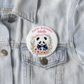 パンダベアーインフラワーガールズガールパーソナライズされた誕生日 缶バッジ (インサイチュ)
