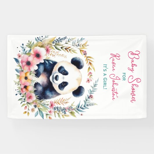 パンダベアーインフラワーガールズベビーシャワー 横断幕 (横)