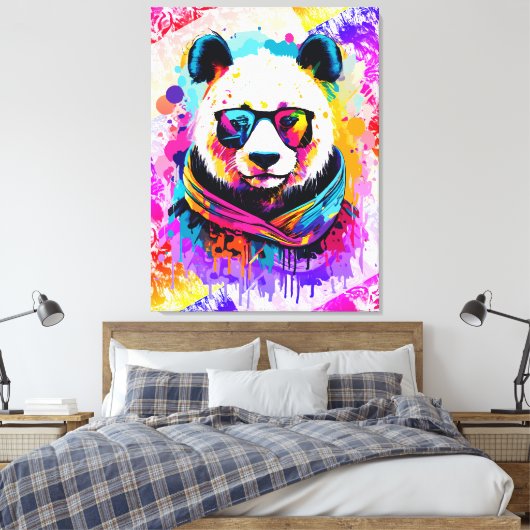パンダベアーカラフルパンダベアー絵を描ズ キャンバスプリント (インサイチュ (寝室))