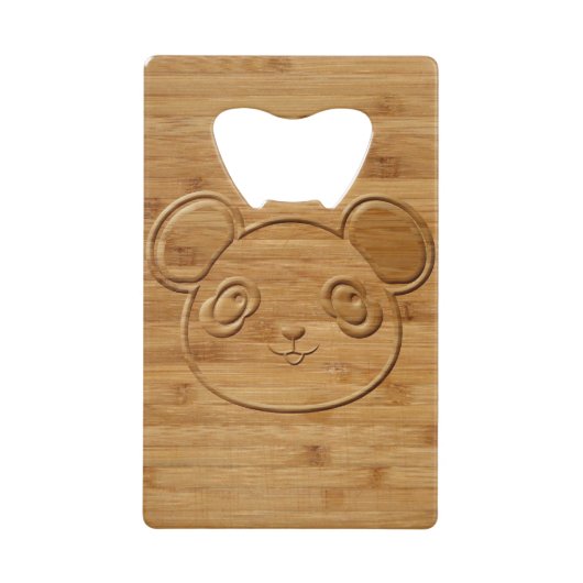 パンダベアーカーディッドバンブープリント クレジットカード栓抜き (正面)