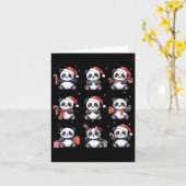 パンダベアークリスマスサンタハットおもしろい動物愛好家 カード (黄色い花)