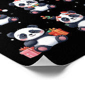 パンダベアークリスマスサンタハットおもしろい動物愛好家 ポスター (角)