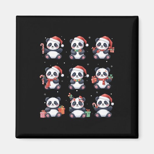 パンダベアークリスマスサンタハットおもしろい動物愛好家 マグネット (正面)