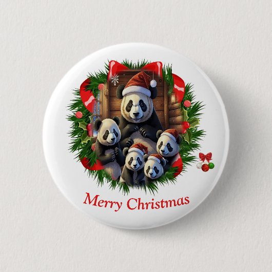 パンダベアークリスマス 缶バッジ (正面)