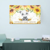 パンダベアーサンフラワーベビーシャワー誕生日背景 横断幕 (トレードショー)