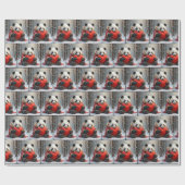 パンダベアーハグガ赤いハート ラッピングペーパー (フラット)