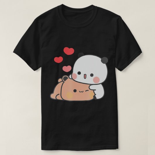 パンダベアーハグブブドゥドゥヴァレンティーンズデイおもしろいアイディア Tシャツ (デザイン正面)