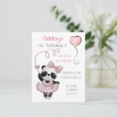 パンダベアーバレリーナガールの誕生日パーティー インビテーションポストカード (スタンド正面)