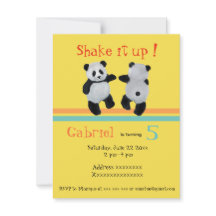 パンダベアーバースデーダンスパーティの招待状