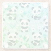 パンダベアーパターングリーンプリント ガラスコースター (裏面)