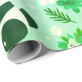 パンダベアーパターングリーンプリント ラッピングペーパー (ロールコーナー)