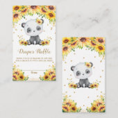 パンダベアーヒマワリーベビーシャワーオムツラッフル エンクロージャーカード (正面/裏面)