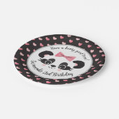 パンダベアーピンクガールズバースデーパーティールラウンド ペーパープレート (アングル)