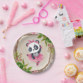 パンダベアーピンクツツトゥガールベビーシャワー ペーパープレート (パーティー)