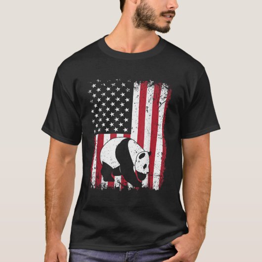 パンダベア動物米国国旗 Tシャツ (正面)