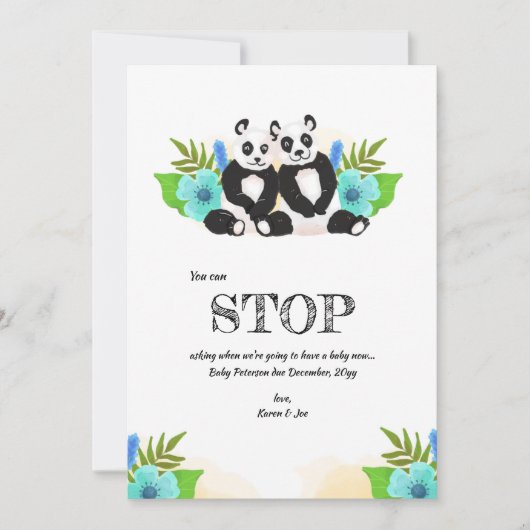 パンダベア妊娠発表 招待状 (正面)