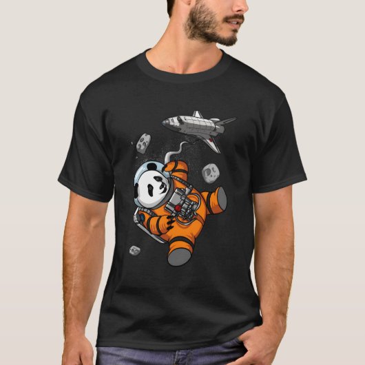 パンダベア宇宙宇宙飛行士動物 Tシャツ (正面)