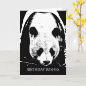パンダベア誕生日が白黒で願う カード (黄色い花)