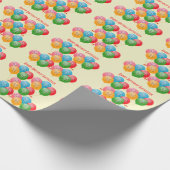 パンダベア誕生日バルーンボーイガール名前をカスタムする ラッピングペーパー (角)