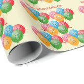 パンダベア誕生日バルーンボーイガール名前をカスタムする ラッピングペーパー (ロールコーナー)