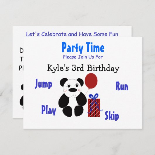 パンダベア誕生日招待状 招待状 (正面/裏面)