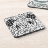 パンダベア顔オンウェーブパターン コースター (左側)