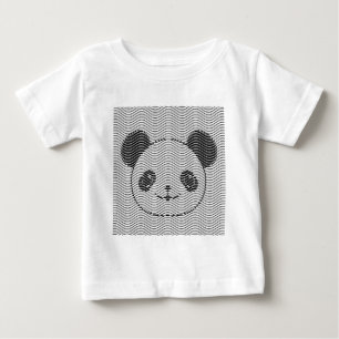 パンダベア顔オンウェーブパターン ベビーTシャツ