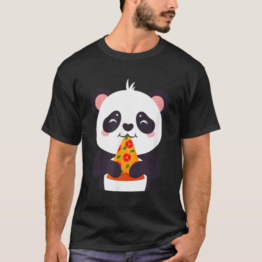 パンダベア食べ物ーのピザ Tシャツ (正面)