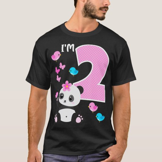 パンダベア2歳の誕生日ガール2歳の誕生日 Tシャツ (正面)