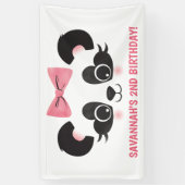 パンダベア ピンク バースデーパーティー 背景 横断幕 (縦)