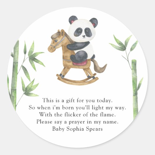 パンダベア – 祈りの言葉キャンドルラベル ラウンドシール (正面)