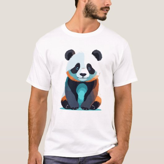 パンダベクターアート鮮やかカラー Tシャツ (正面)