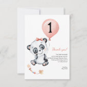 パンダベビーガール1st誕生日パーティーありがとう サンキューカード (正面)