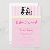 パンダベビーシャワーピンク 招待状 (正面/裏面)