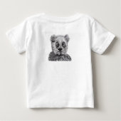 パンダペンシルスケッチ幼児ラッフルドレスホワイト ベビーTシャツ (裏面)