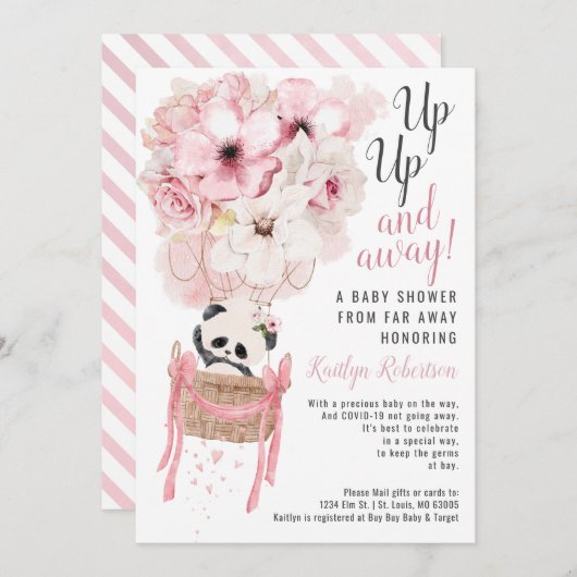 パンダホットエアバルーンシャワーbyメール招待状 招待状 (正面/裏面)