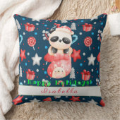 パンダホリデカスタマイズー文字と名前20"X20" クッション (ブランケット)