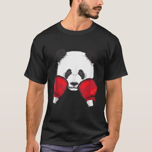 パンダボクシング動物手袋ボクサーファン Tシャツ (正面)