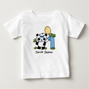 パンダボーイ1歳の誕生日 ベビーTシャツ